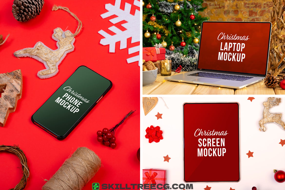 Christmas Device Screen Mockup Set（792076）-技能树